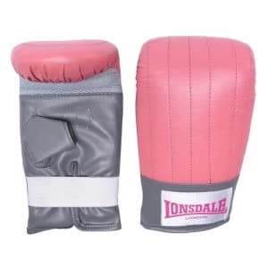 Lonsdale Ladies Leather Mitt - Pink/Grey