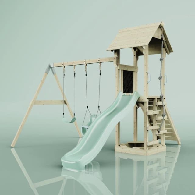 OutdoorToys PolarPlay Tower Kids Wooden Climbing Frame - Swing Olavo Sage in Beige Beige Unisex