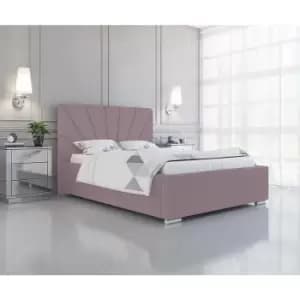 Khuduro Upholstered Beds - Plush Velvet, Double Size Frame, Pink - Pink