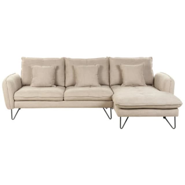 Beliani Corner Sofa 3 Seater Sersan Chenille White Left Hand
