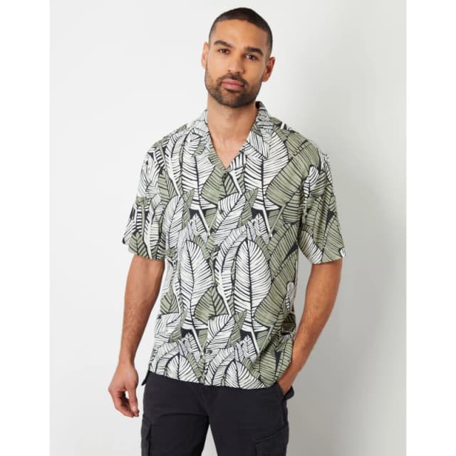Threadbare Mens Short-Sleeve Patterned Shirt Black male Small