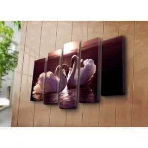 5PATK-34 Multicolor Decorative Canvas Painting (5 Pieces)