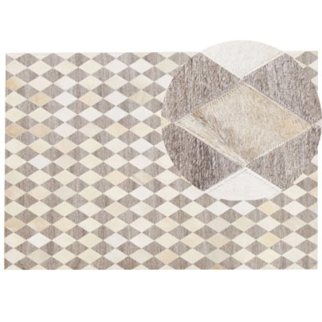 Beliani Rug Seslice Beige 160 X 230 Cm Leather