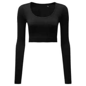 TriDri Womens/Ladies Ribbed Seamless 3D Crop Top (S) (Black)