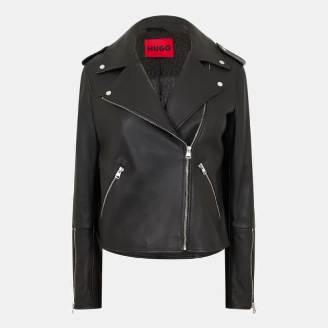 Hugo Womens Lujana Leather Jacket Black female 8 (S)