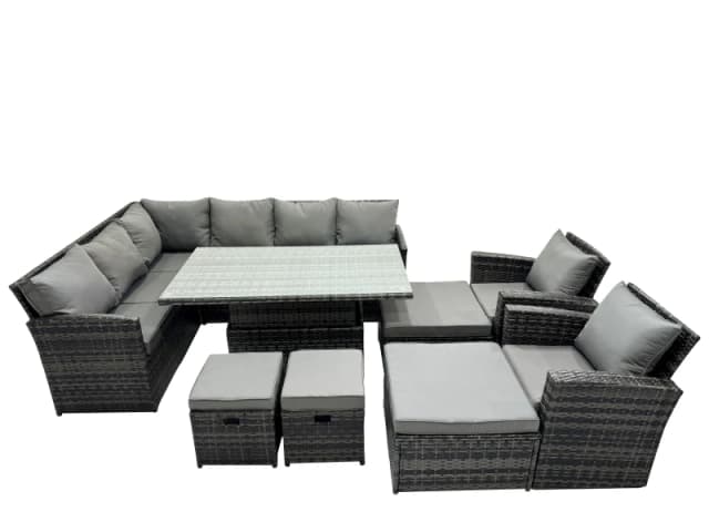 Fimous 12 Seat Height Adjustable Rising Lifting Table Corner Sofa Set in Dark Grey Dark Grey Unisex