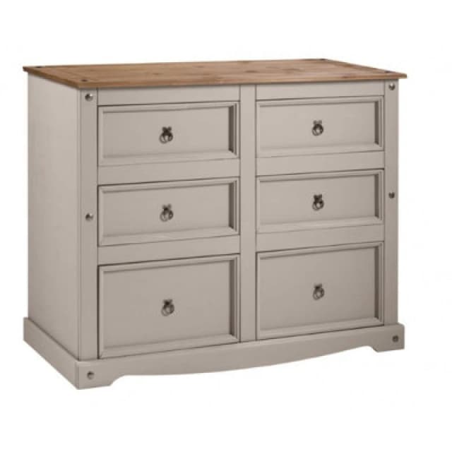 MERCERS FURNITURE Corona Grey Wax 6 Drawer Wide Chest 5060335868596