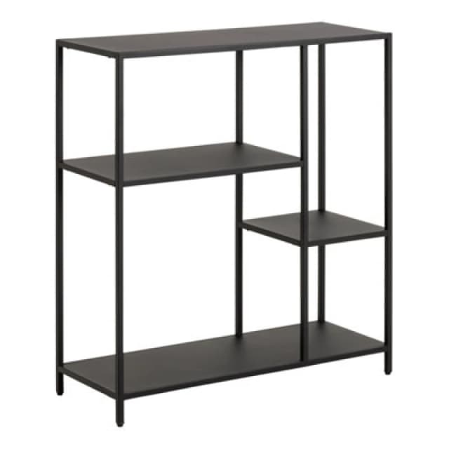 Furniture To Go Newcastle Asymmetrical Bookcase With 3 Shelves In Matt Black