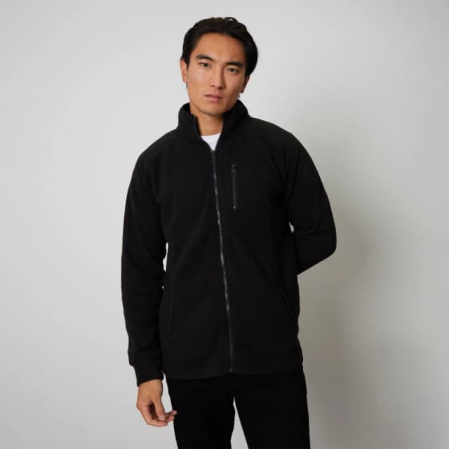Threadbare 'Orson' Zip Up Microfleece Jacket Black
