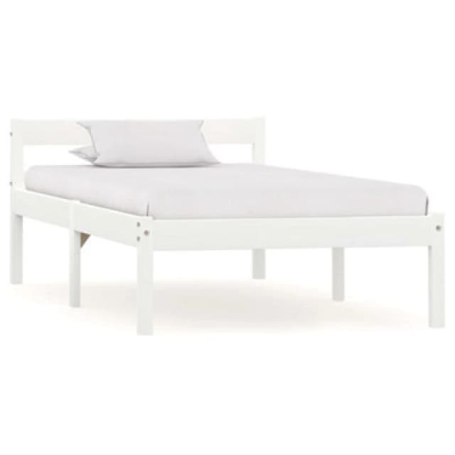 Vidaxl Bed Frame Without Mattress White Solid Pine Wood 90X200 Cm
