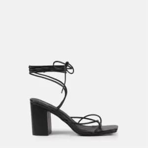 Missguided Toe Post Tie Up Block Heeled Sandal - Black