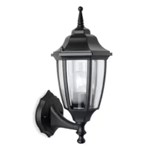 Faro - 1 Light Outdoor Wall Lantern - Uplight Black IP44, E27 - Firstlight