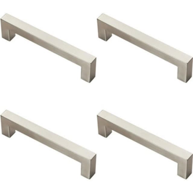 Loops 4x Square Linear Block Pull Handle 142 x 14mm 128mm Fixing Centres Satin Steel Metallics unisex