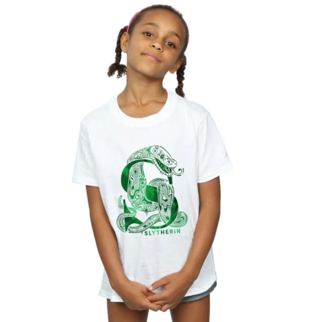Harry Potter Slytherin Snake Cotton T-Shirt White female