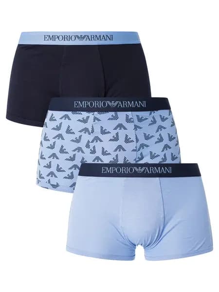 Emporio Armani 3 Pack Trunks Hortense/Pattern/Marine S