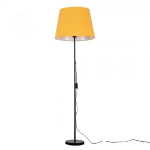 Charlie Black Floor Lamp with XL Mustard Aspen Shade