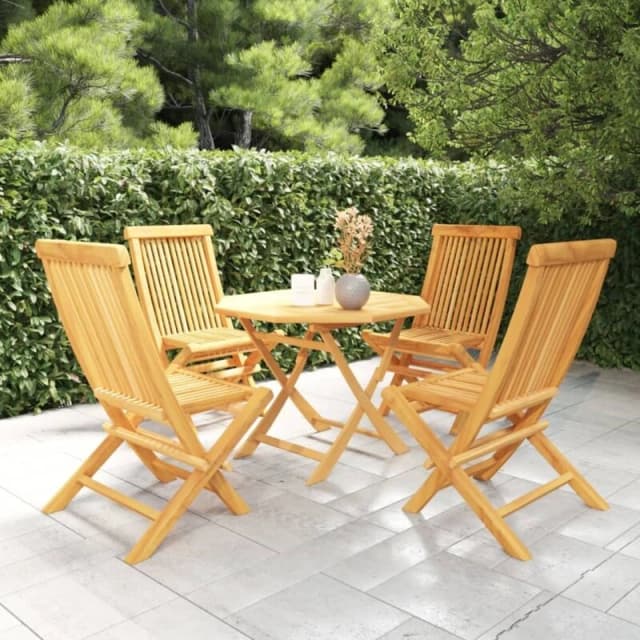 VIDAXL 5 Piece Garden Dining Set Solid Teak Wood Vidaxl 8720286227176