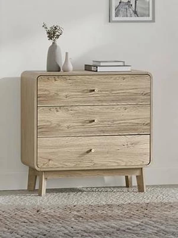 SO'HOME Seluna Retro Oak 3 Drawer Chest natural oak ONE SIZE