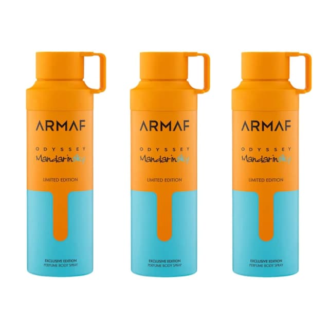 Armaf Mens Odyssey Mandarin Sky Perfumed Body Spray 200ml Pack of 3 in White White Male 200ml