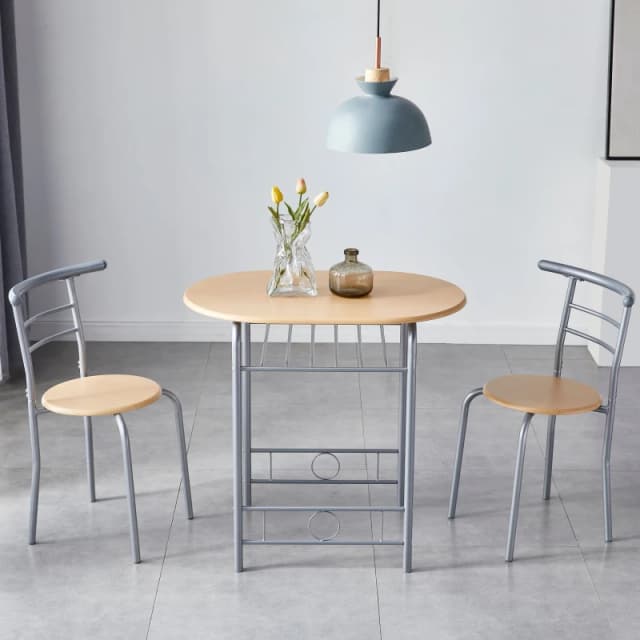 MCC DIRECT Mcc Direct - Dining Table and Chairs Set Metal Wood Effect Kitchen Table Dining Chairs Barley natural TS2014