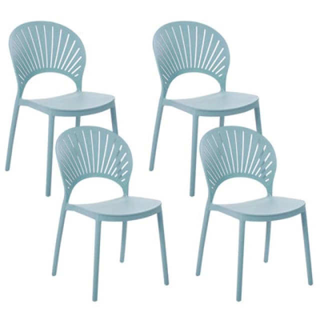 Beliani Set Of 4 Garden Chairs Ostia Light Blue
