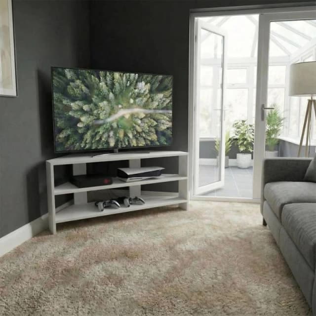 FWStyle Promo White Corner TV Unit (H) 45 (W) 110 (D) 36cm White Unisex