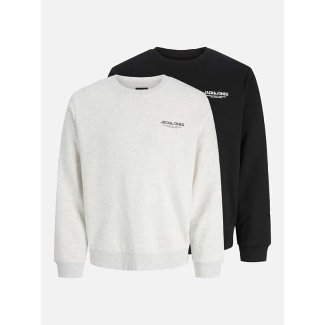 Jack and Jones Mens Mason Pack Crew Sweatshirt Black/White Mel male S