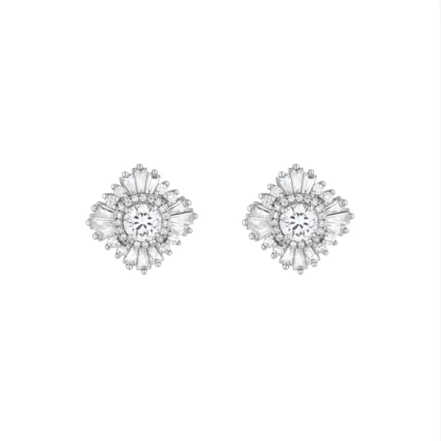 Jon Richard Silver Plated CZ Starburst Stud Earrings Jewellery Sets One Size Silver 70983711000