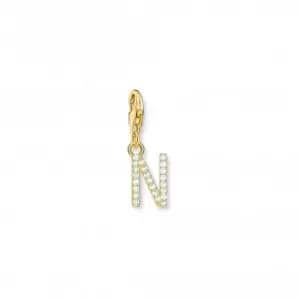 Charmista White Gold Plated Zirconia Letter N Charm Pendant 1977-414-14