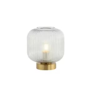 Ymittos Cylindrical Table Lamp E27 Max 40W Glass Brass On/Off Switch