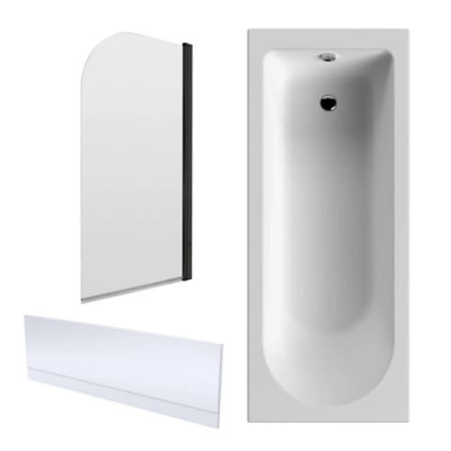 Balterley Round 1700x700 Shower Bath Set - Panel & Round Screen &Fixings in White White Unisex