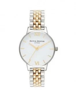 Olivia Burton White and Gold Detail Dial Two Tone Stainless Steel Bracelet Ladies Watch, One Colour, Women