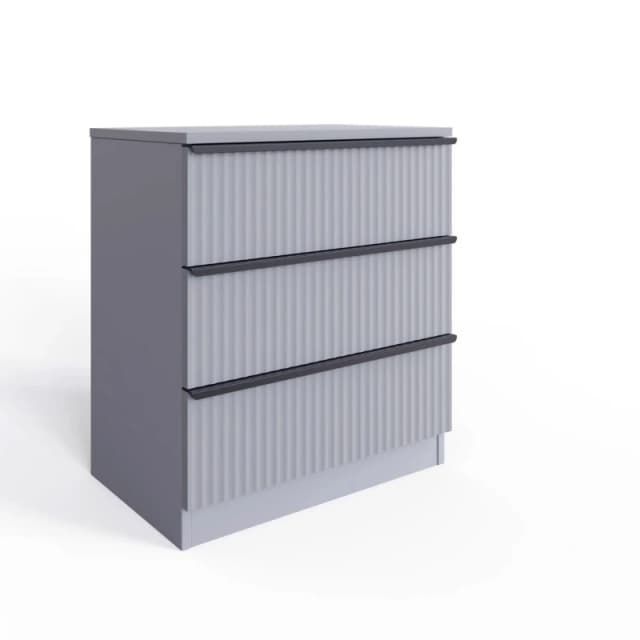 FWStyle FWStyle 3 Drawer Chest Of Drawers Dark Matt Grey Scalloped Design Grey One Size Unisex 5056413129321