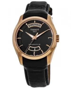 Tissot Couturier Automatic Day-Date Rose Gold PVD Leather Strap Mens Watch T035.407.36.051.01 T0354073605101