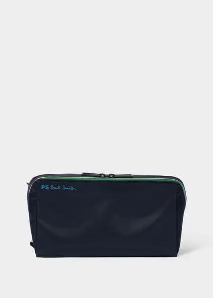 Ps Paul Smith Navy 'Sports Stripe' Nylon Wash Bag