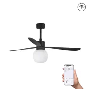Amelia Large Ball LED Black Ceiling Fan Smart 20W 2700K, 6 Speed