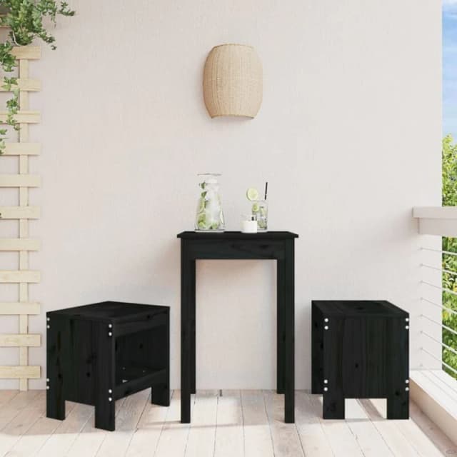 vidaXL Garden Stools 2 pcs Black 40x36x45cm Solid Wood Pine, Black 825342