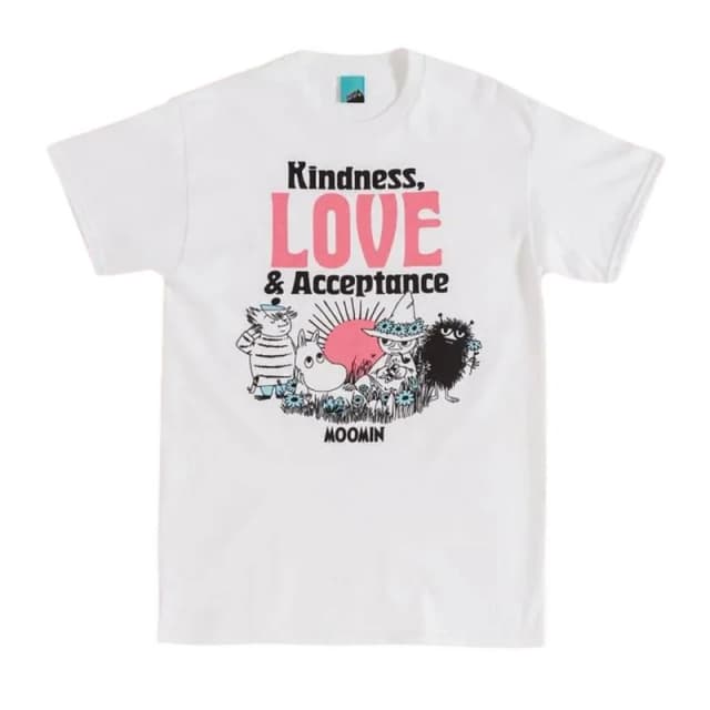 Moomin Kindness Love & Acceptance T-Shirt in White Size: Small White Unisex S