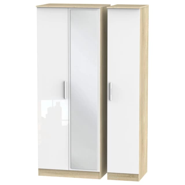Ready Assembled 2 U Trent Triple Mirror Wardrobe (Ready Assembled) White