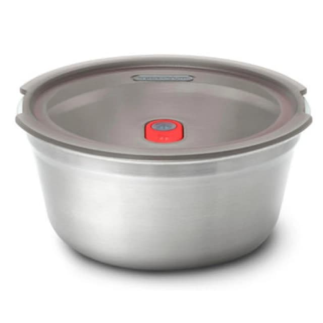 Black + Blum Set of 2 Steel Food Bowl Large Grey & Red Multi