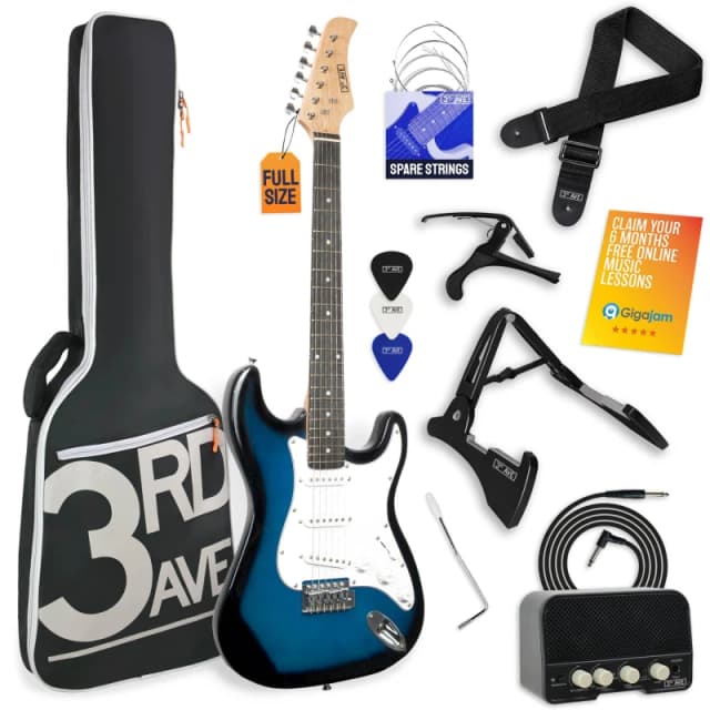 3rd Avenue Full Size Electric Guitar Pack with Amp Blueburst unisex Full Size