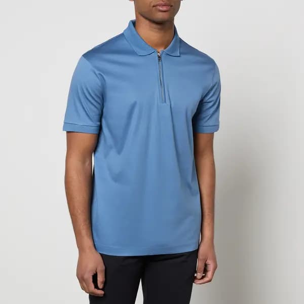 BOSS Black Polston Cotton Polo Shirt - S Blue Tops male 50513375-459 S