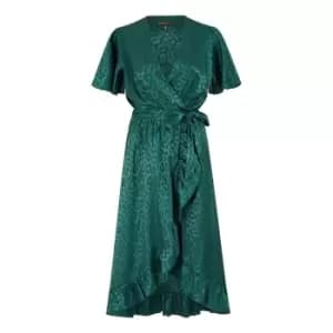 Mela London Green Jacquard Leopard Print Midi Dress - Green