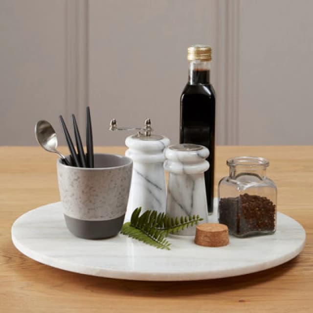 Premier Housewares Kindia Round Marble Lazy Susan White