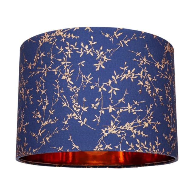Happy Homewares Modern Soft Cotton Fabric Lamp Shade with Shiny Foil Floral Decoration in Midnight Size: 12" Midnight Unisex 12"