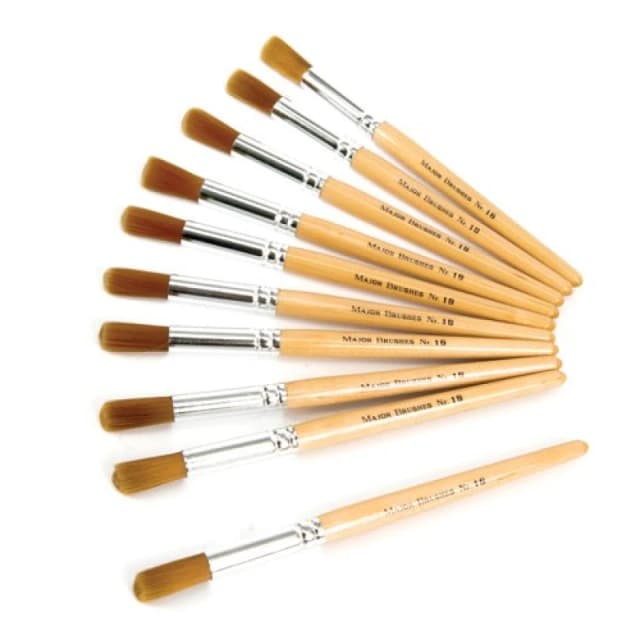 Major Brushes Golden Nylon Short Round Brush Size 18 (Pack of 10) AR02278 AR02278
