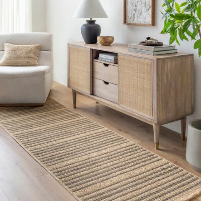 Livabliss In- & Outdoor Cottage Jute-Look Brown Striped Betsy Runner Rug 80 X 220 Cm - Easy To Clean, Perfect For Balcony Or Dining Room