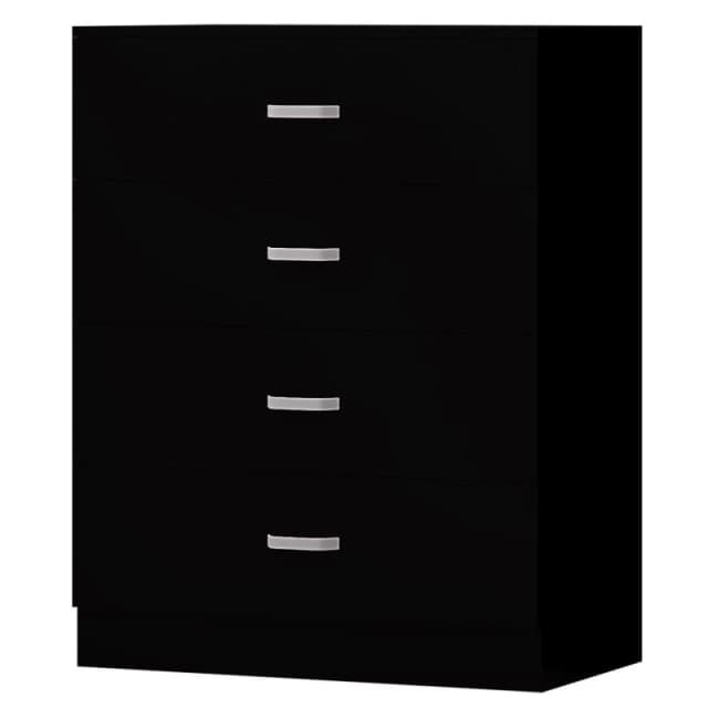 FWStyle FWStyle Black 4 Drawer Chest Of Drawers Metal Handles Scratch Resistant Black One Size Unisex 5056413127785