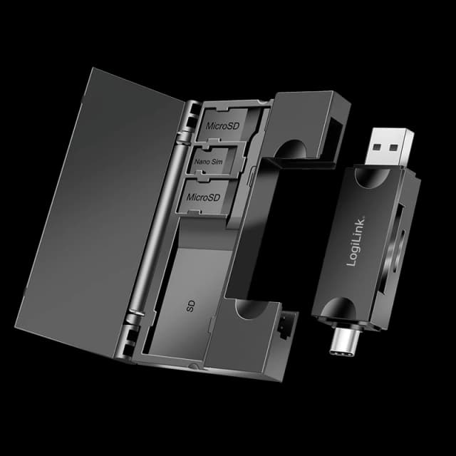 LogiLink USB 3.0 Cardreader. USB-A / USB-C. w/ memory card storage box
