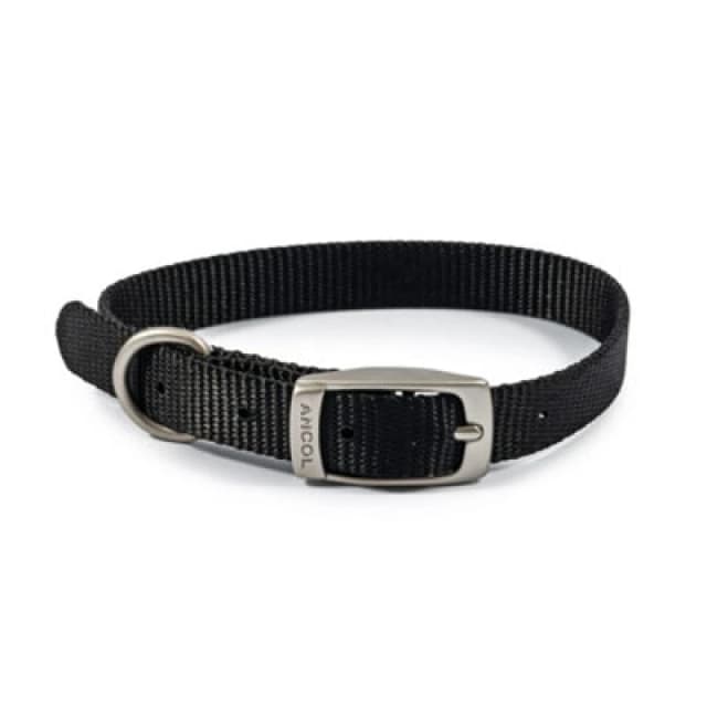 Ancol Viva Weather Proof Lightweight Comfy Buckle Dog Collar Black unisex